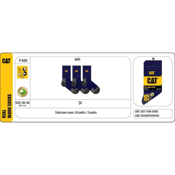 Caterpillar CAT P606 3-pack munkazokni Férfi zokni - SM-CAT-716N-300A